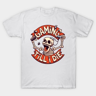 Gaming Till I Die Skeleton Play Video Game Vintage Retro Men T-Shirt